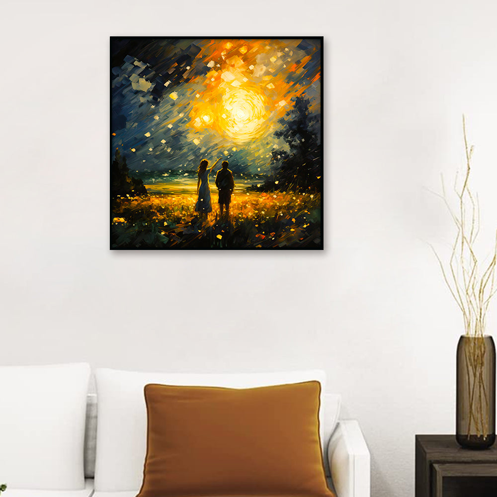 Beautiful Couple Embracing and Laughing Together Canvas Wall Paintings & Arts Main image