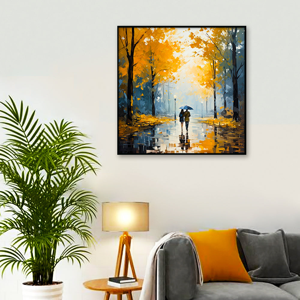 Beautiful Couple Love With Rain Canvas Wall Paintings & Arts Main image