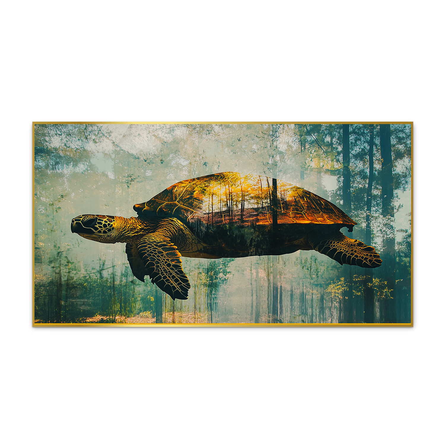 Turtle Is Swimming Water Is Swimming Canvas Wall Paintings