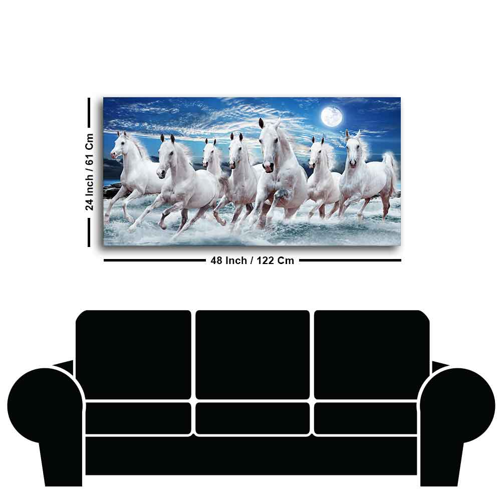 Seven Running Horses Custom Wall Painting in Water