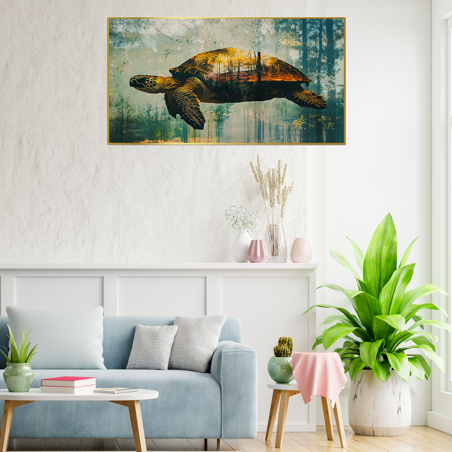 Turtle Is Swimming Water Is Swimming Canvas Wall Paintings
