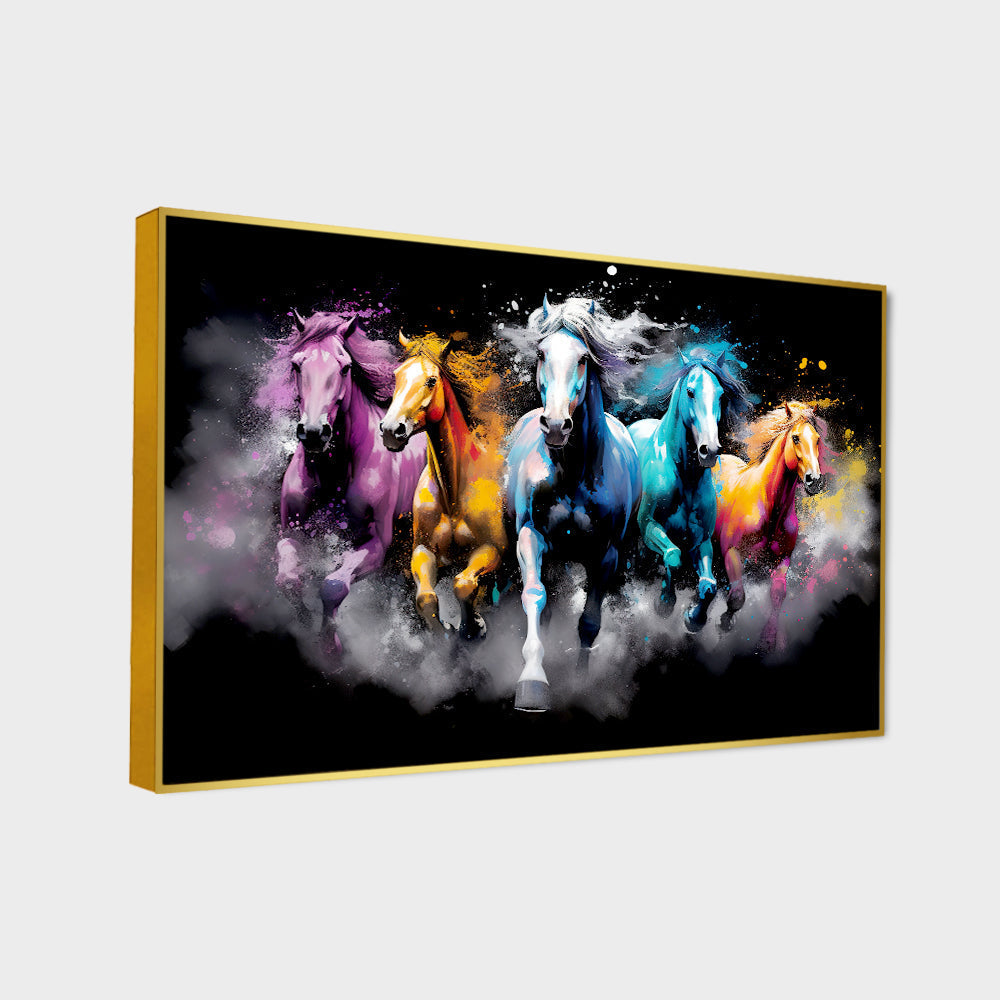 Beautiful Bay Arabian Horse Running Canvas Wall Painting & Arts Secondary image