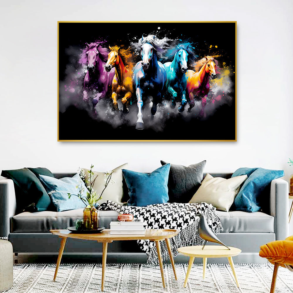 Beautiful Bay Arabian Horse Running Canvas Wall Painting & Arts Main image