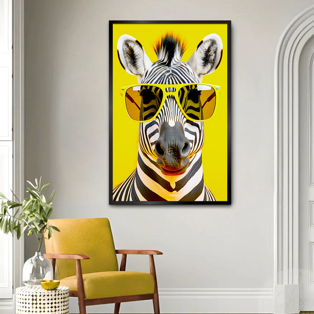 Beautiful Funny Zebra Canvas Printed Wall Paintings & Arts Main image