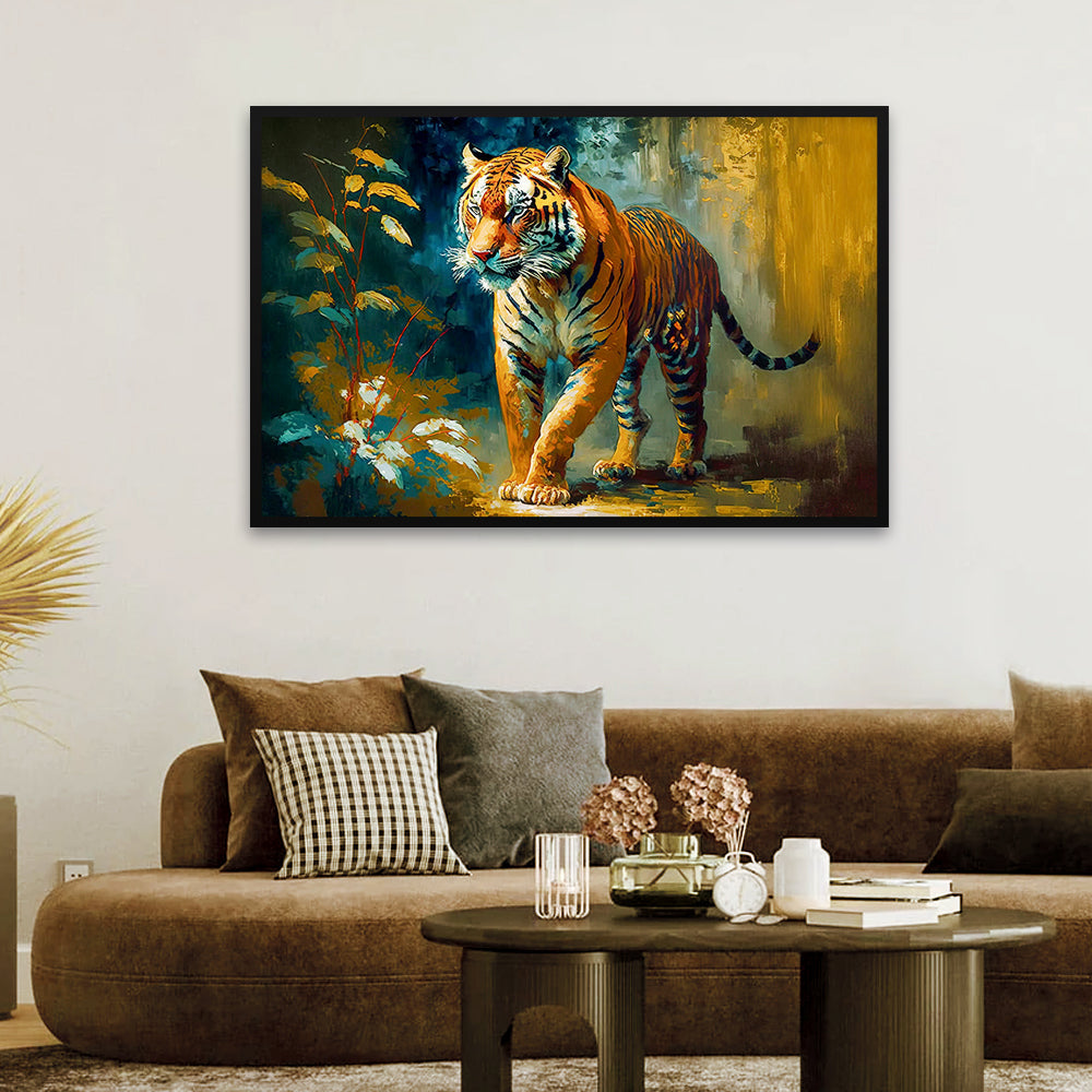 Siberian Tiger Face with Flower Canvas Printed Wall Paintings & Arts Main image