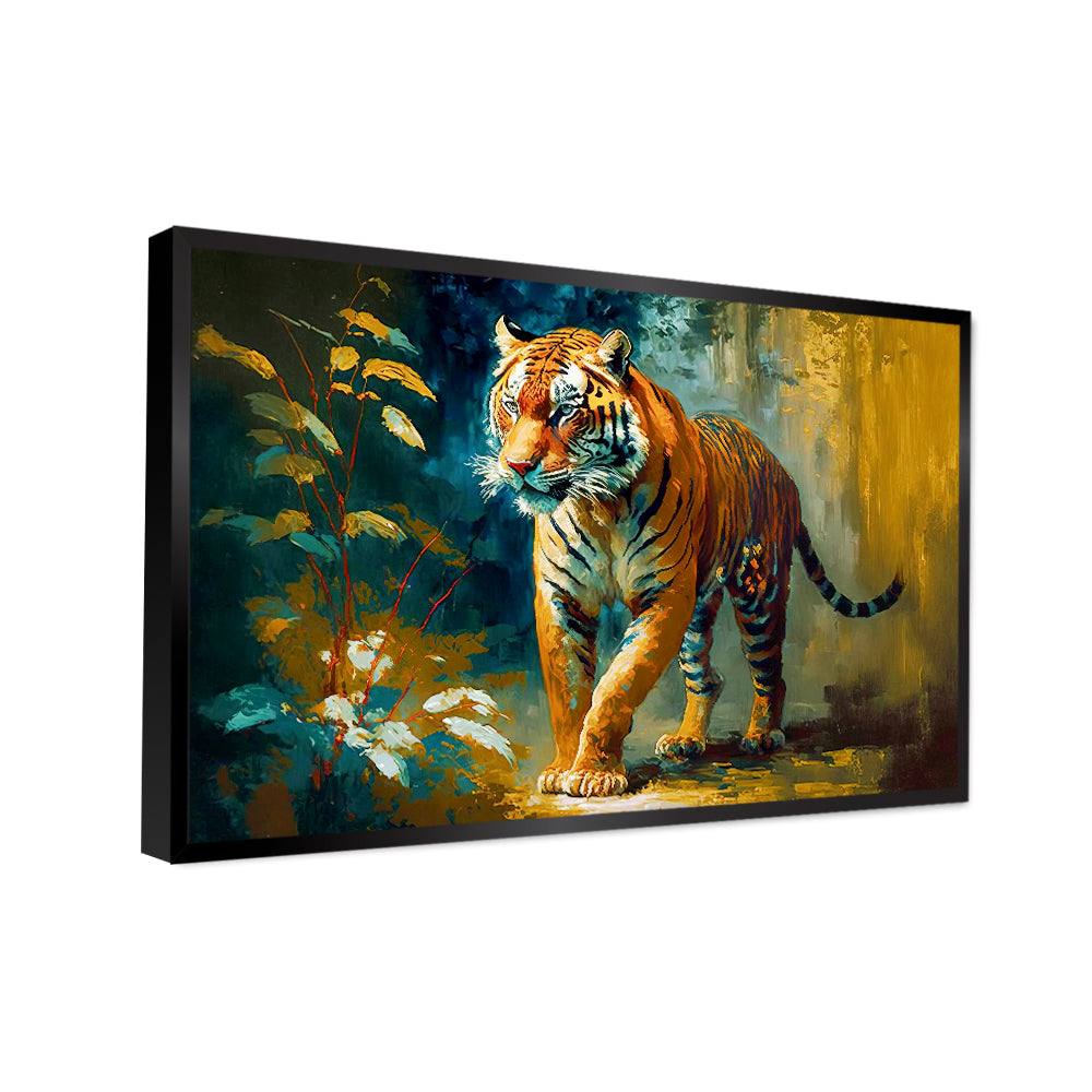 Siberian Tiger Face with Flower Canvas Printed Wall Paintings & Arts Secondary image