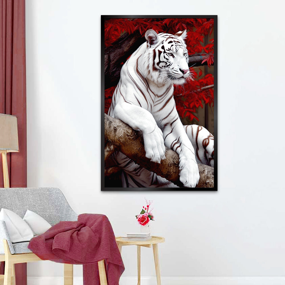 White Bengal Tiger Sitting Canvas Printed Wall Paintings & Arts Main image