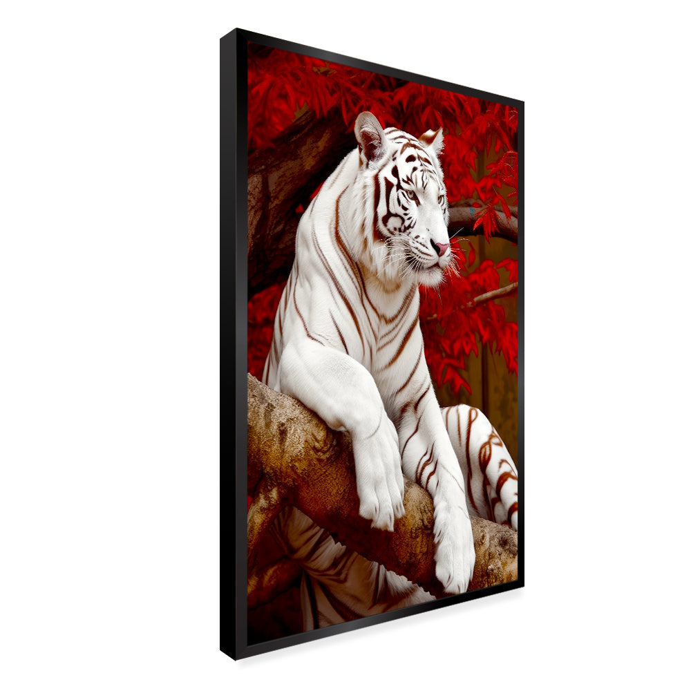White Bengal Tiger Sitting Canvas Printed Wall Paintings & Arts Secondary image