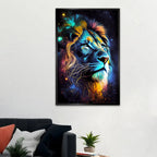 Abstract Design Blue Lion Face Canvas Printed Wall Paintings & Arts