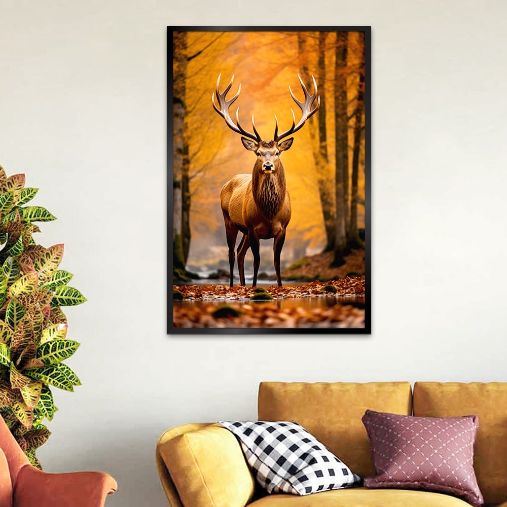 Beautiful Deer in Forest Scenery Canvas Printed Wall Paintings & Arts Main image