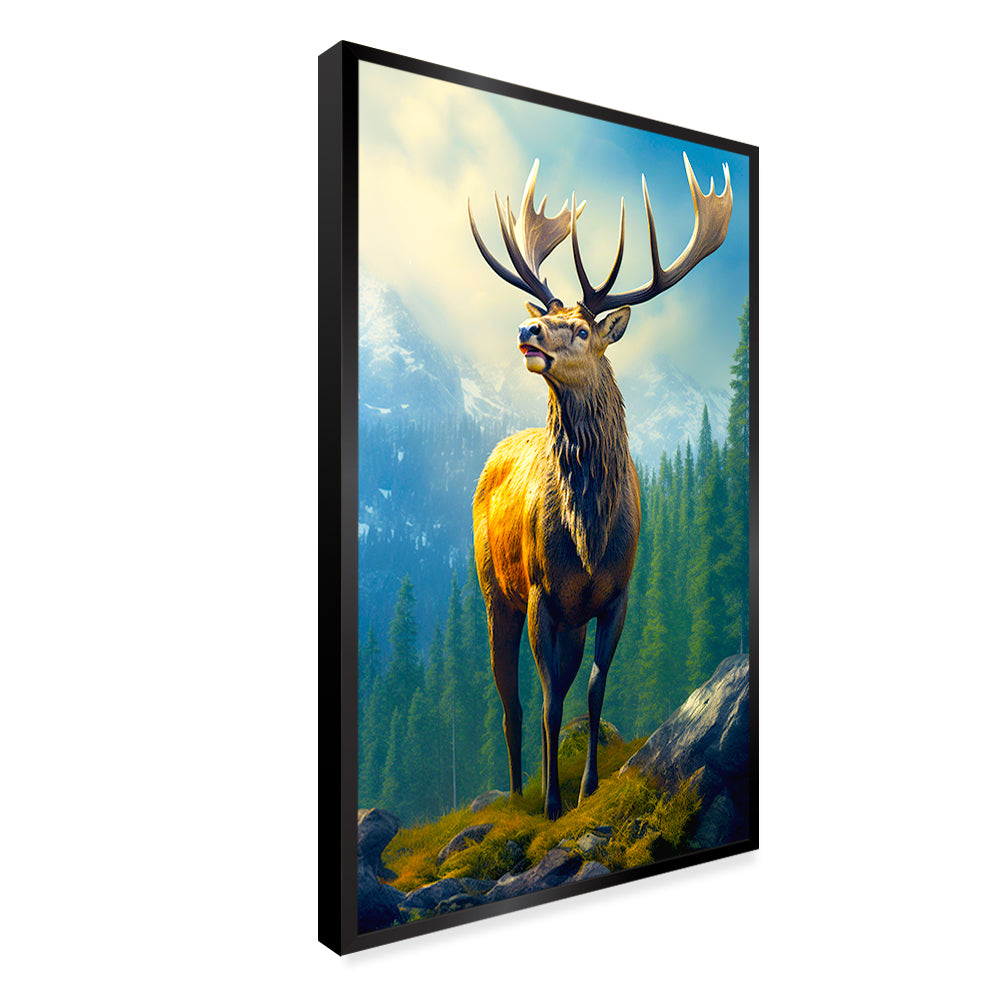 Wild elk in Nature with Wilderness Landscape Canvas Printed Wall Paintings & Arts Secondary image
