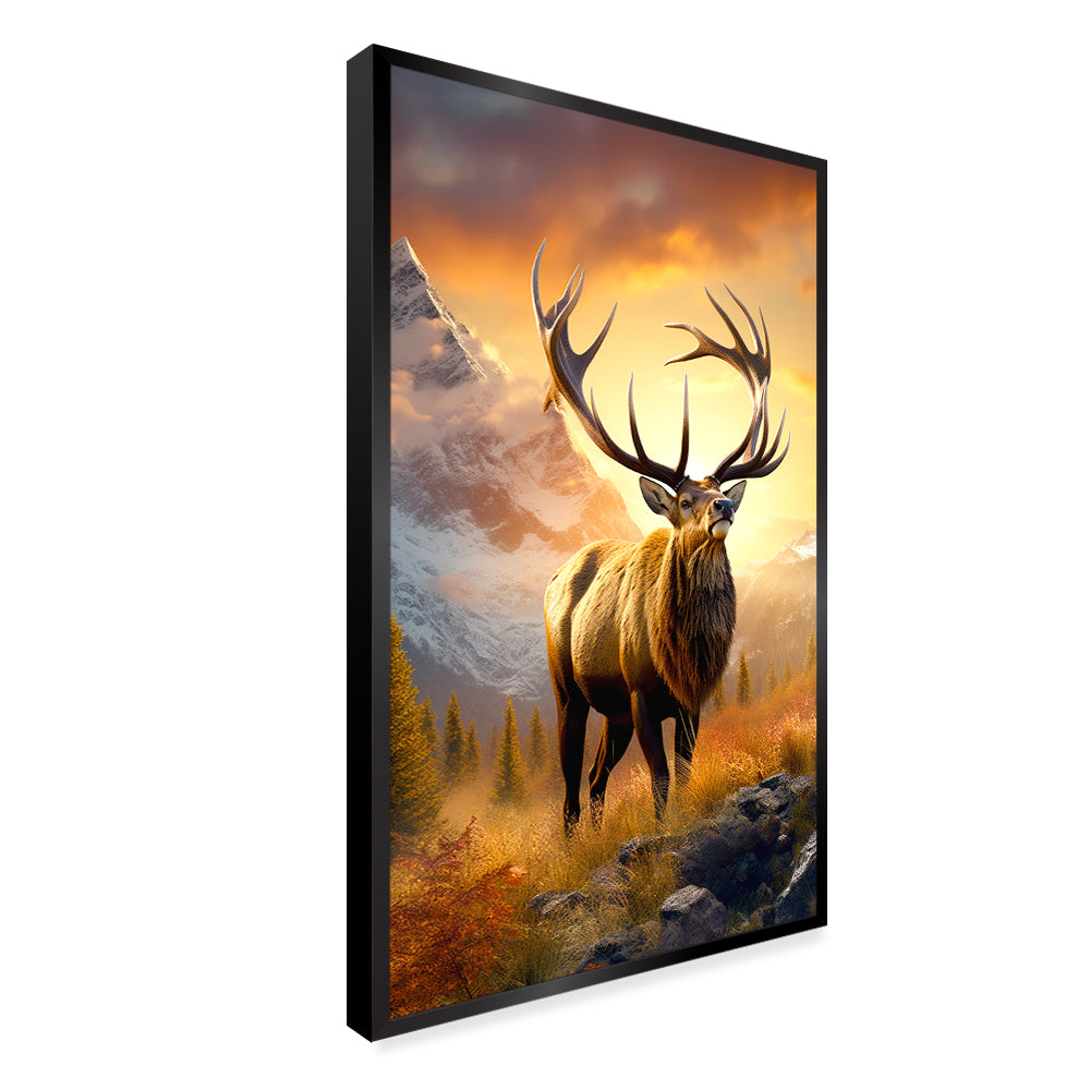 Wild Elk with Winter Nature Landscape Canvas Printed Wall Paintings & Arts Secondary image