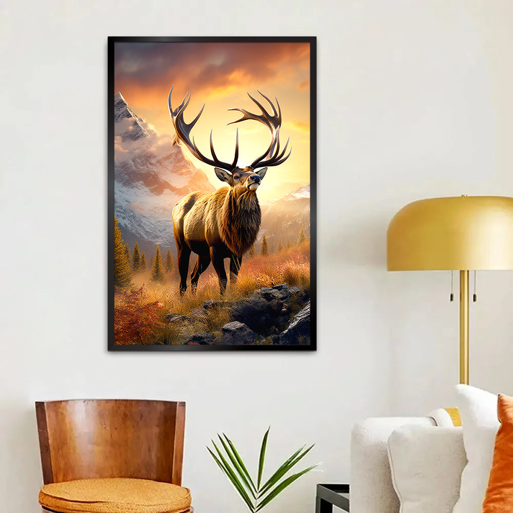 Wild Elk with Winter Nature Landscape Canvas Printed Wall Paintings & Arts Main image