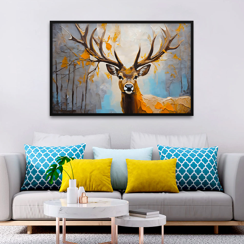 Beautiful Abstract Design Deer Face Canvas Printed Wall Paintings & Arts Main image