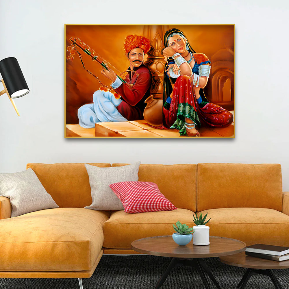 Rajasthani Folk Culture Canvas Printed Wall Paintings & Arts Main image
