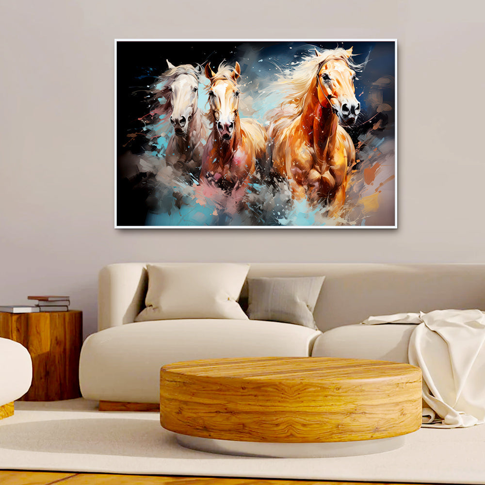 Beautiful Abstract Design Horses Canvas Big Wall Painting & Arts Main image