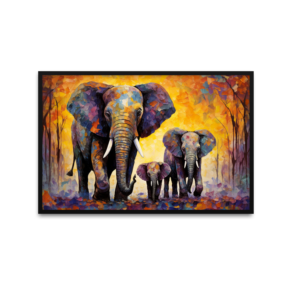 A Mother's Love Colorful Elephant Canvas Printed Wall Paintings & Arts