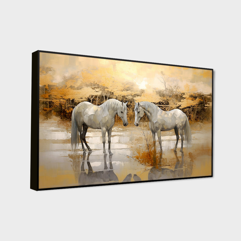 Beautiful Horses With Sunset Canvas Big Wall Painting Secondary image