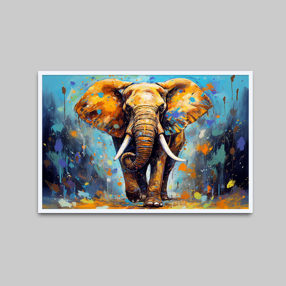 A Big Colorful Elephant Abstract Design Canvas Printed Wall Paintings & Arts