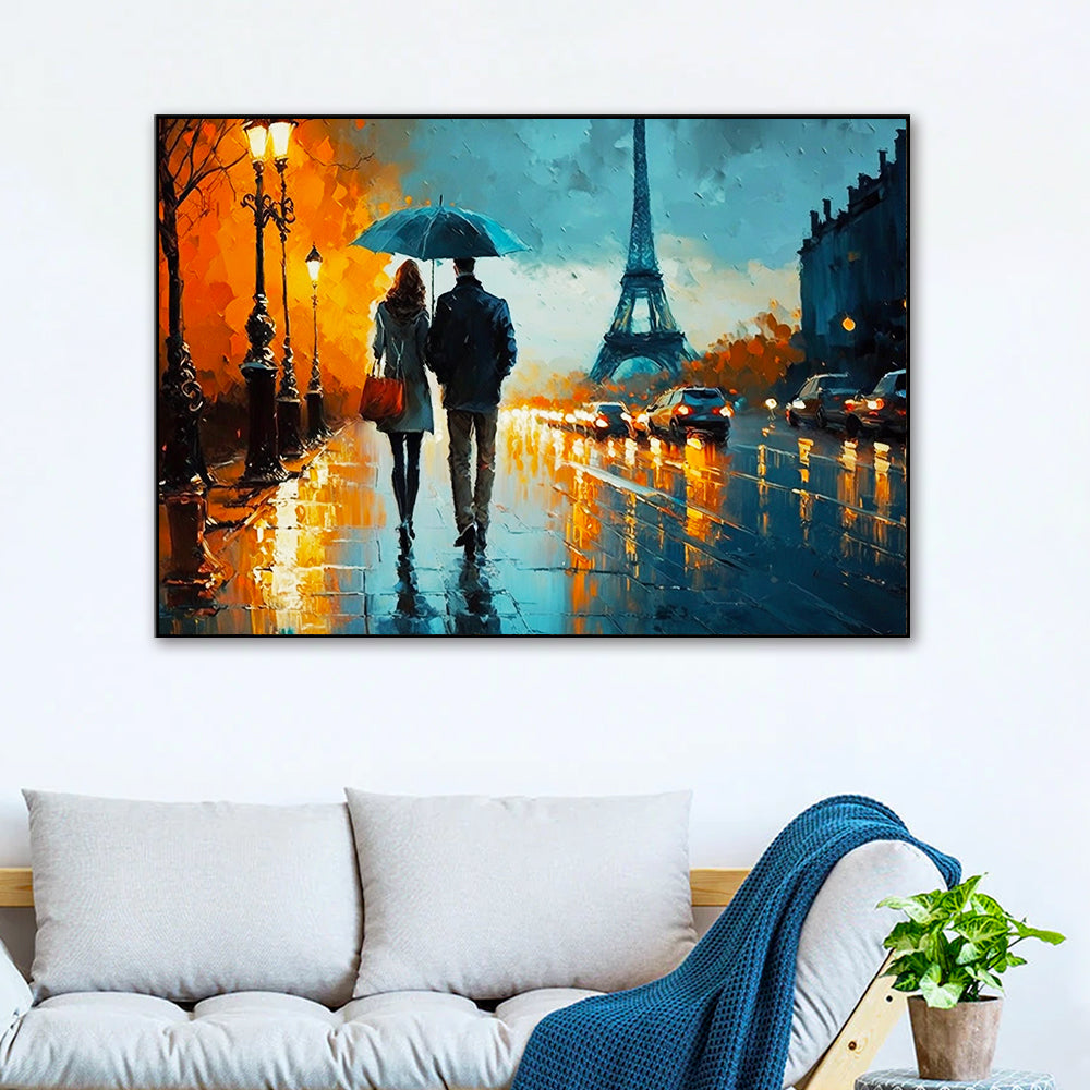 A Couple in Love Walks Down a London Street Abstract Wall Paintings & Arts Main image