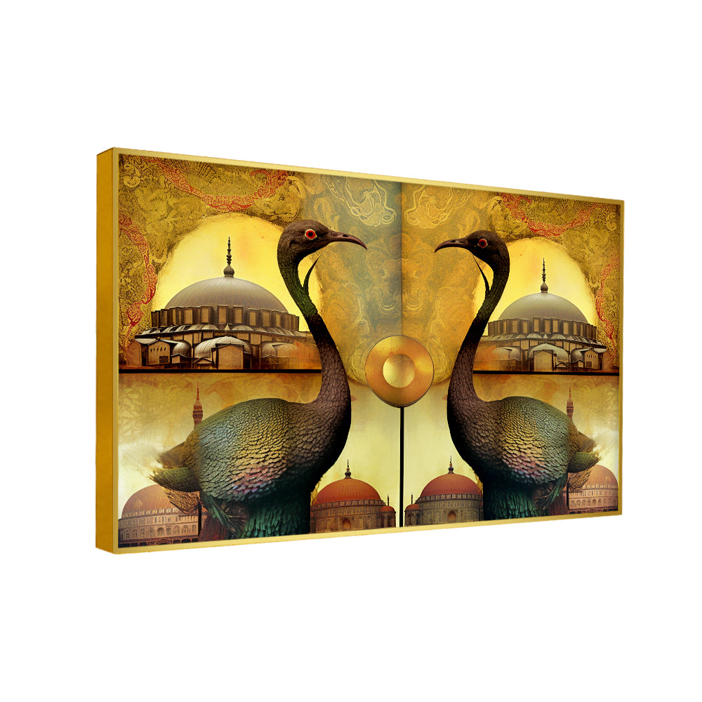 Beautiful A Picture Of A Bird With Islamic Mosque Dome Wall Paintings & Wall Art Secondary image