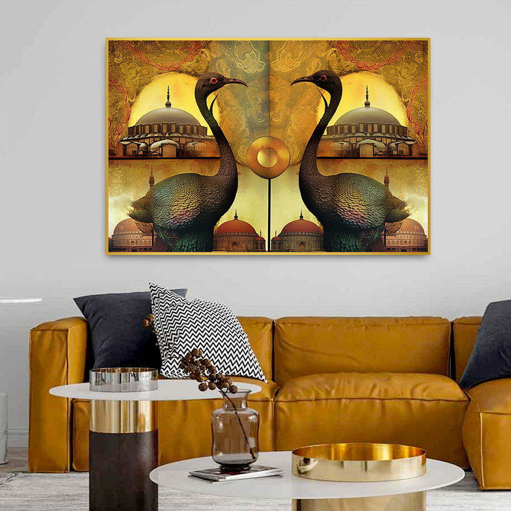 Beautiful A Picture Of A Bird With Islamic Mosque Dome Wall Paintings & Wall Art Main image