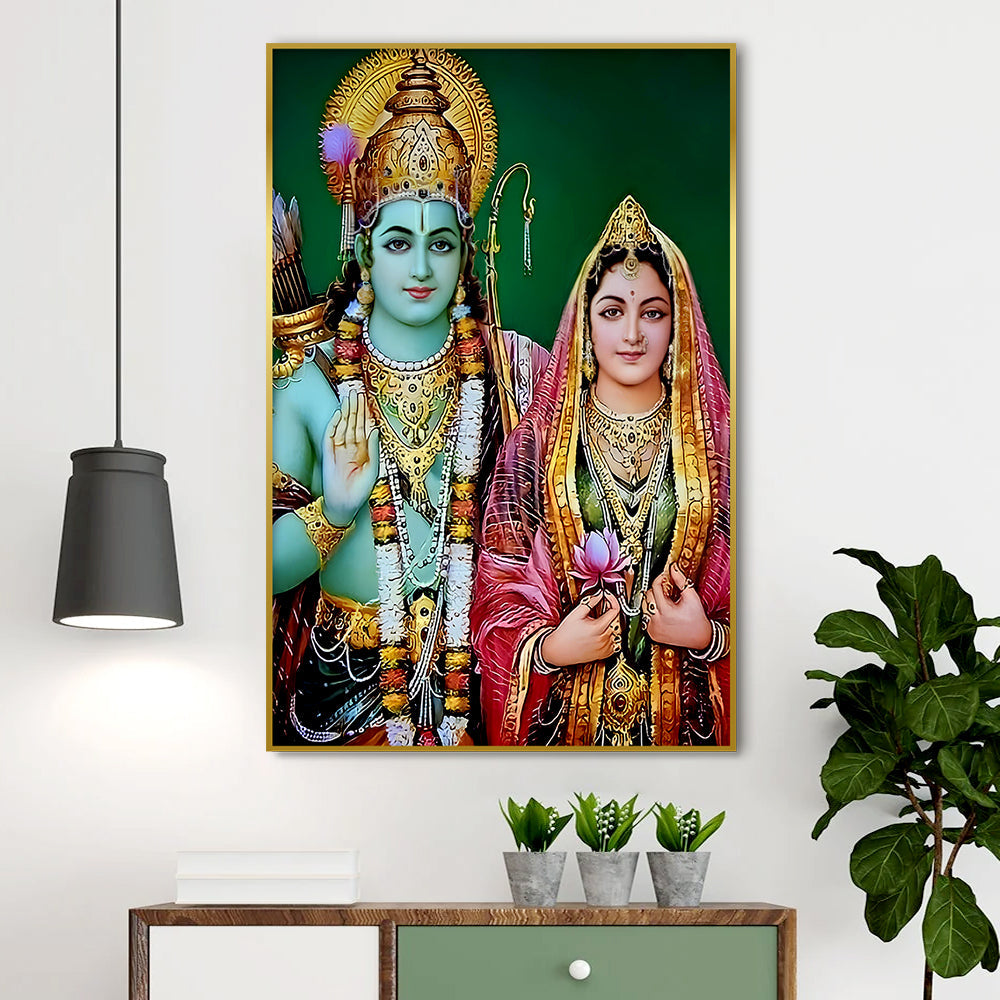 Beautiful Design Shri Ram & Sita Mata Canvas Printed Wall Art & Paintings Main image