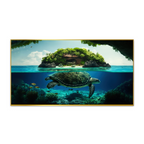 Turtle Is Swimming Tropical Island Canvas Wall Paintings