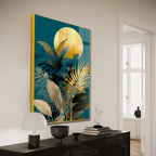 Abstract Golden Plant Leaves Picture Acrylic Wall Paintings & Arts Clearance Sale