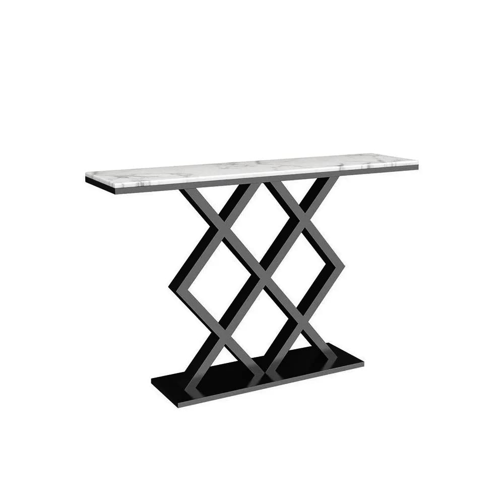 X-Rhombus Black Rectangular With Faux Marble Top Console Table Secondary image