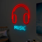 "Music" Headphone Neon LED Light