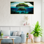 Turtle Is Swimming Tropical Island Canvas Wall Paintings