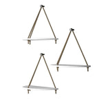 Wooden Wall Hanging Curved Shape Planter Shelf with Rope (White)