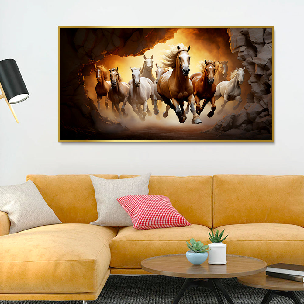 Beautiful Abstract Design Running Horses Canvas Wall Paintings & Arts Main image