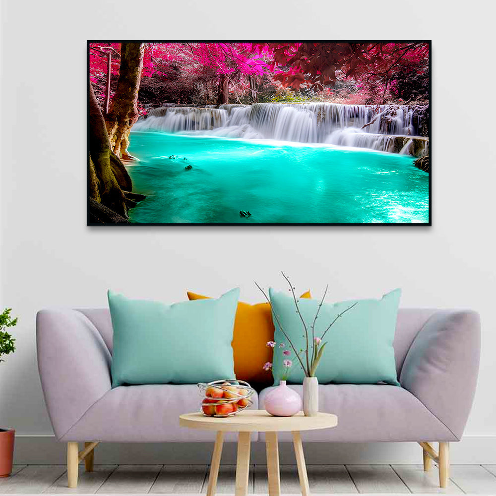 Scenic Waterfall Nature Scenery of Colorful Canvas Wall Paintings & Arts Main image