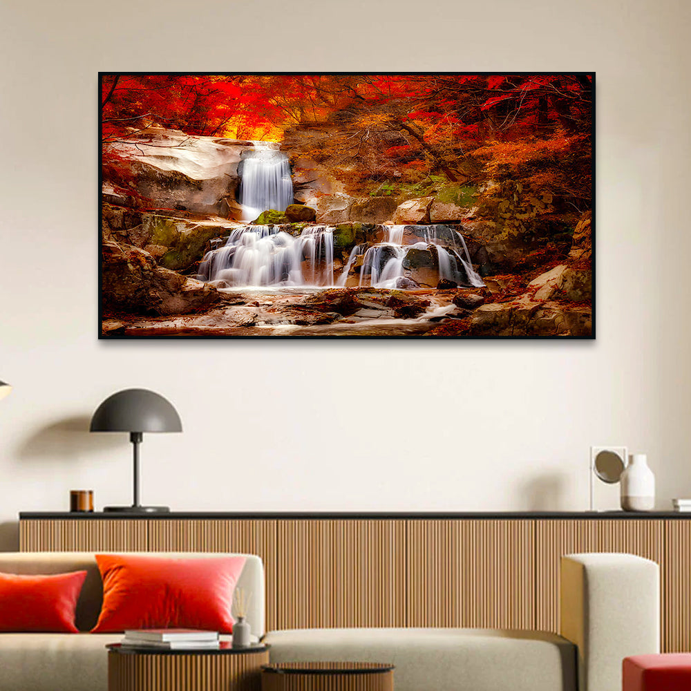 Soothing Waterfall Nature Scenery of Colorful Canvas Wall Paintings & Arts Main image