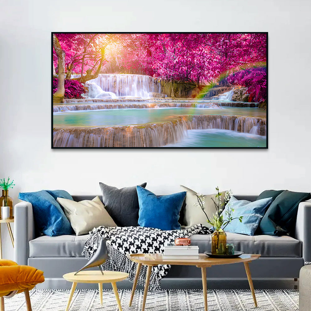 Artistic Waterfall Nature Scenery of Colorful Canvas Wall Paintings & Arts Main image
