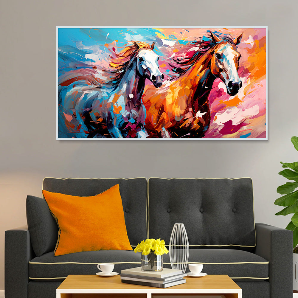 Beautiful Abstract Horses Running Canvas Printed Wall Paintings & Arts Main image
