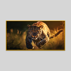 Sprinting Elegance Jaguar Wild Animal Action Canvas Wall Paintings
