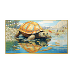 Tortoise Drinking Water From Rivers Edge Canvas Wall Paintings