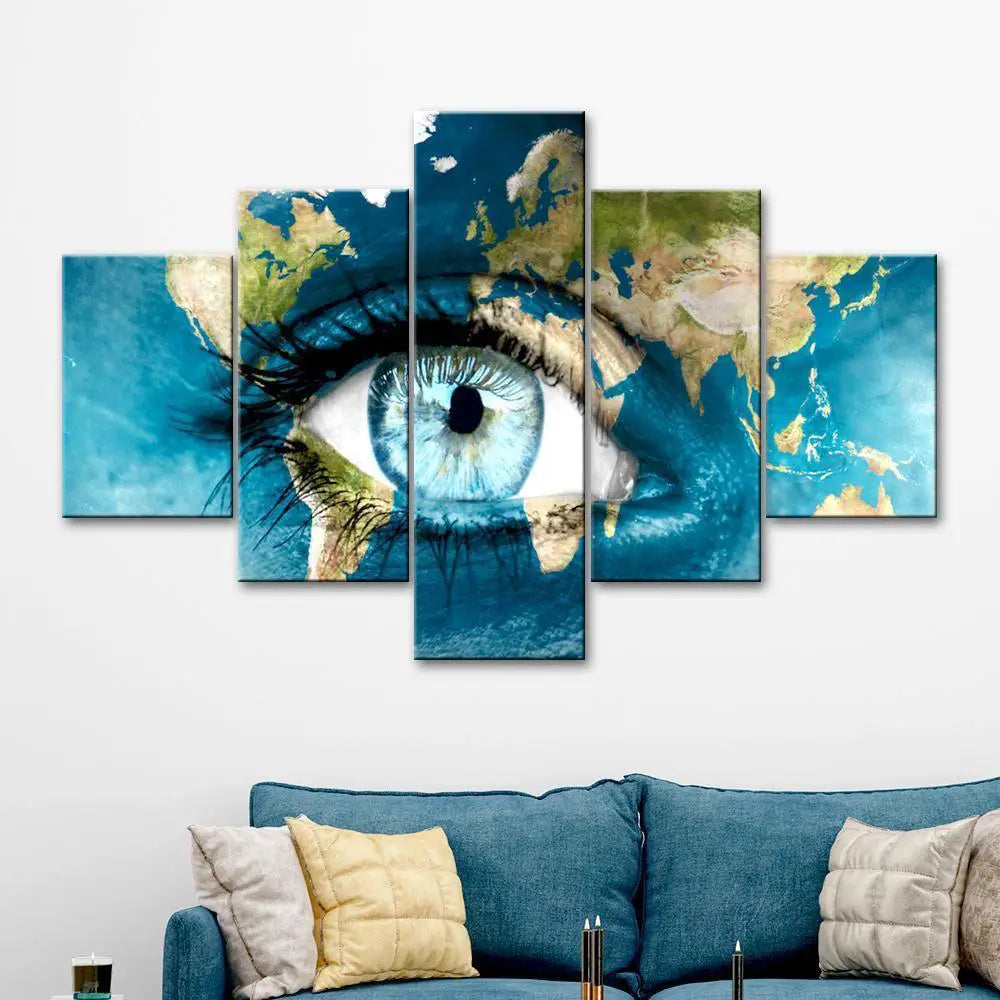 Beautiful Earth Eyes 5 Pieces Canvas Print Wall Painting Main image