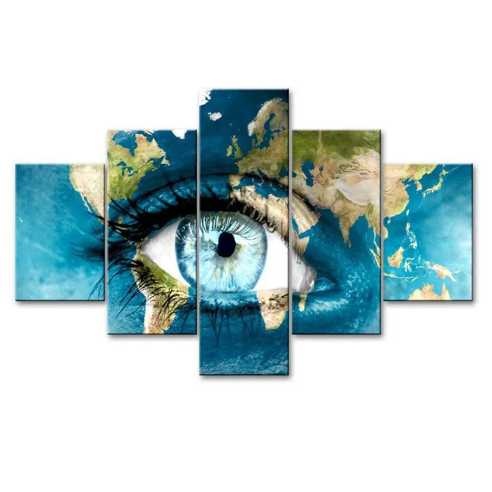 Beautiful Earth Eyes 5 Pieces Canvas Print Wall Painting Secondary image