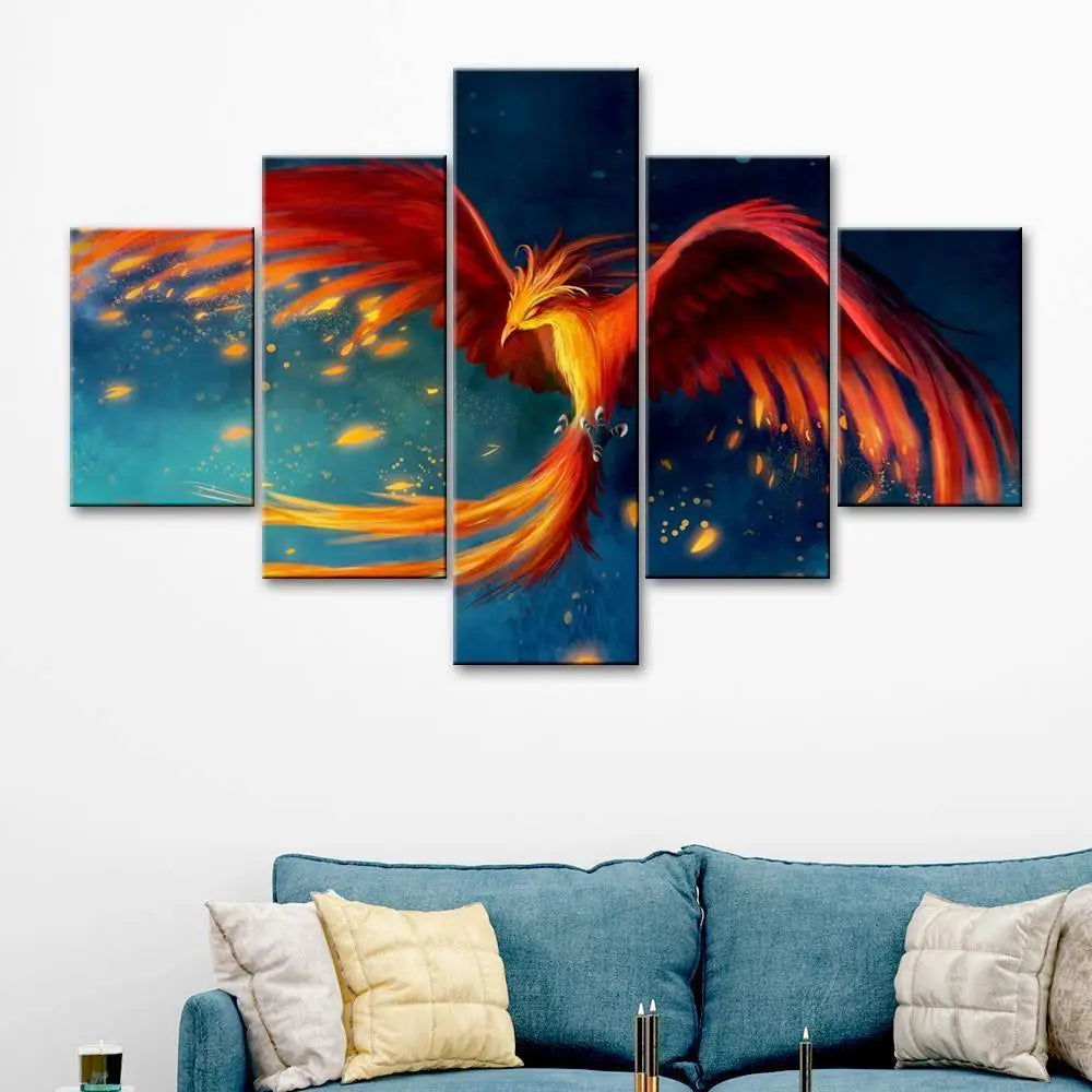 Amazing Phoenix Art  5 Pieces Canvas Print Wall Painting Main image