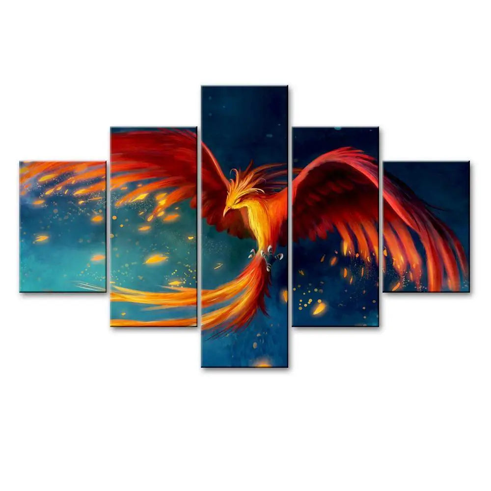 Amazing Phoenix Art  5 Pieces Canvas Print Wall Painting Secondary image