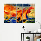 Sailing Ship 4 Pieces Wall Painting