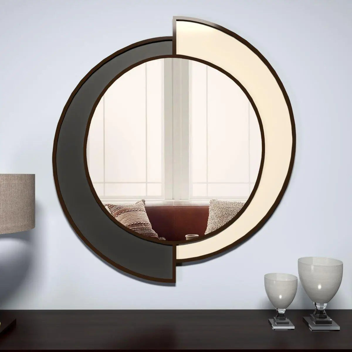 Yin Yang Decorative Wooden Vanity Mirror Main image