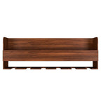 Backlit MDF Bar Wall Shelf-cum-Mini Bar Cabinet in Walnut Finish