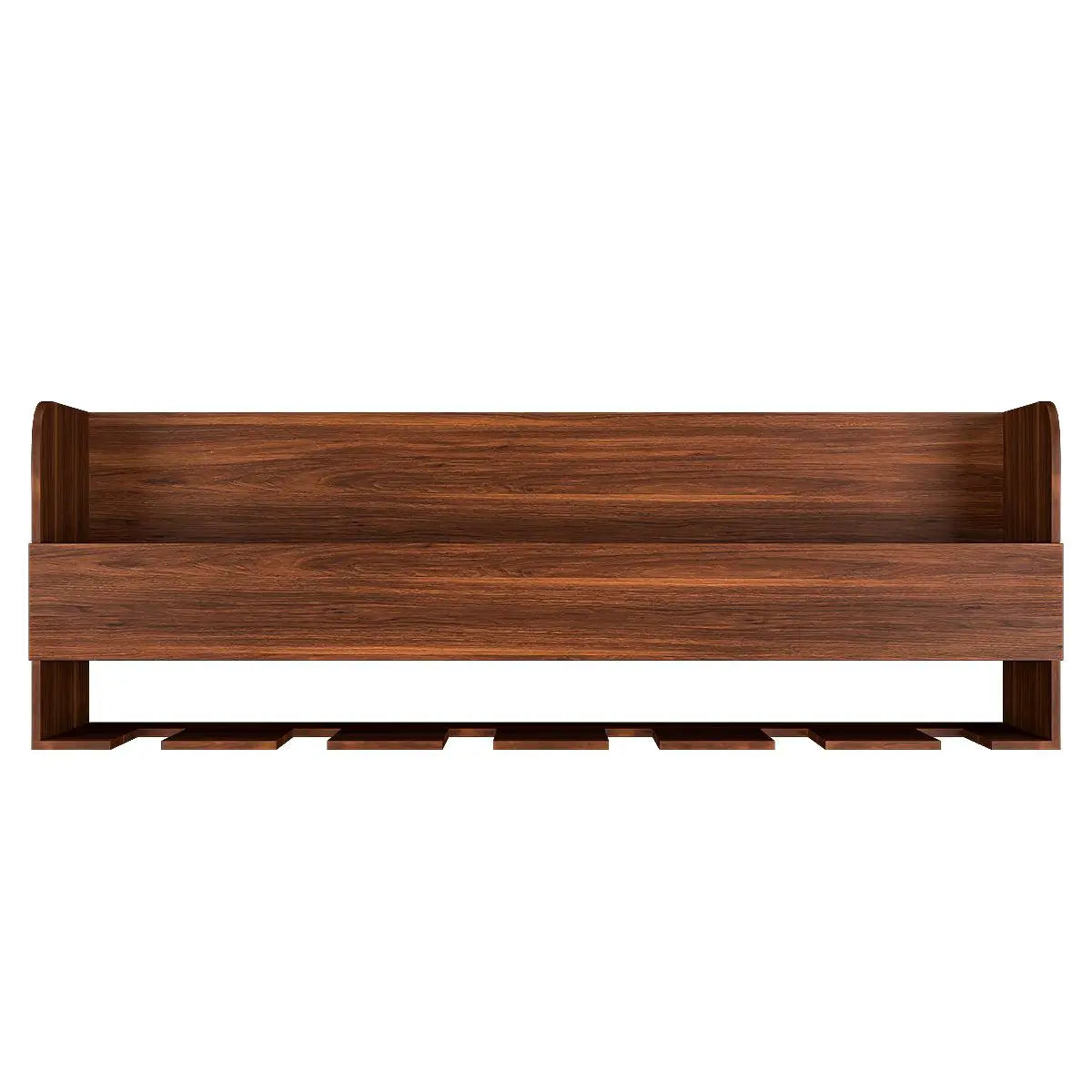 Backlit MDF Bar Wall Shelf-cum-Mini Bar Cabinet in Walnut Finish