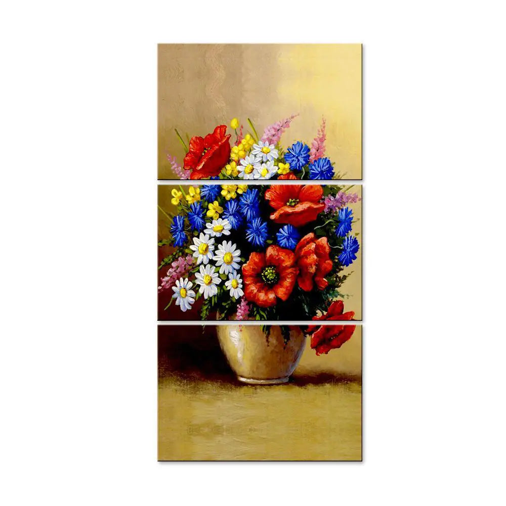 Beautiful Flower Wash Wall Painting Wooden Framed 3 Pieces Canvas Painting Secondary image