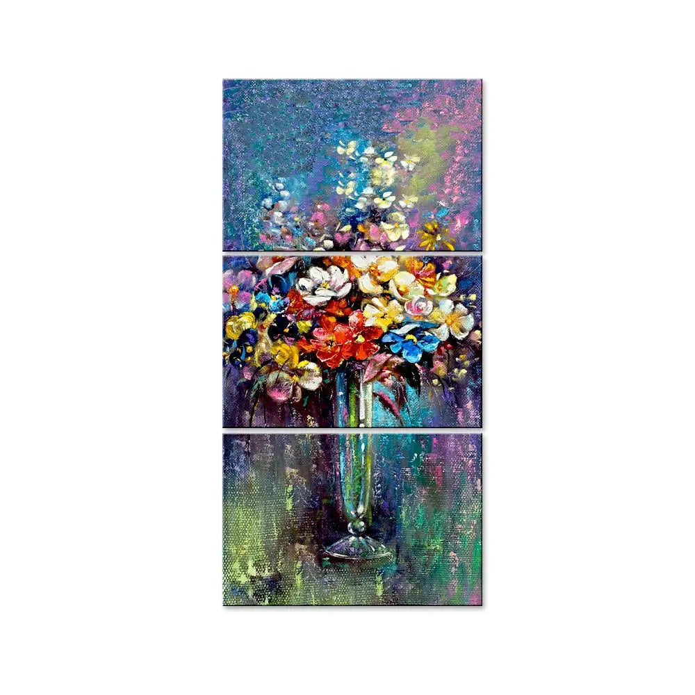 Beautiful Flower Wash Wall Painting Wooden Framed 3 Pieces Canvas Painting Secondary image